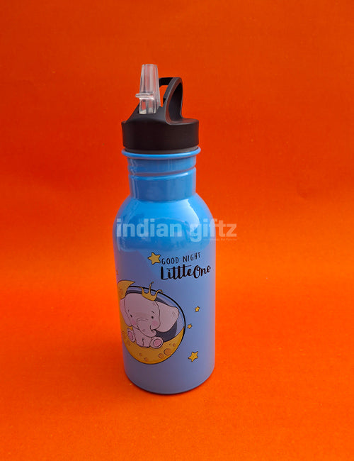 Good Night Prince Elephant Printed Aluminium Sipper Water Bottle.  Suitable for Kids