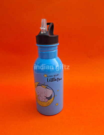 Good Night Prince Elephant Printed Aluminium Sipper Water Bottle.  Suitable for Kids