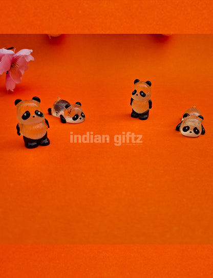 Miniature Cute Black White Panda 4 Pcs 1 Set Figurines – Multicolour Resin Gifting, Home Decor, Table, Car Dashboard Office Table