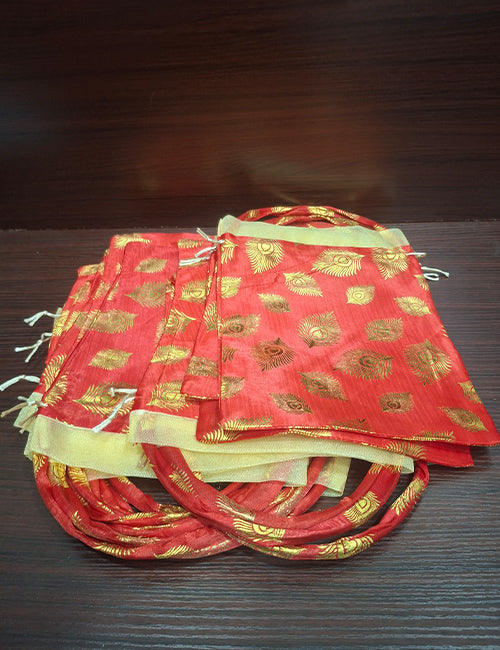 Round Handle Potli Bag (Peacock Feather)