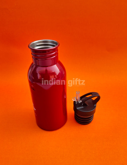 Good Morning Princes Elephant & Rabbit Printed Aluminium Sipper Water Bottle.  Suitable for Kids