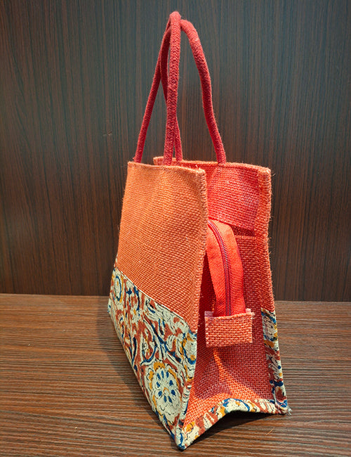 Red Jute Kalamkari Bag
