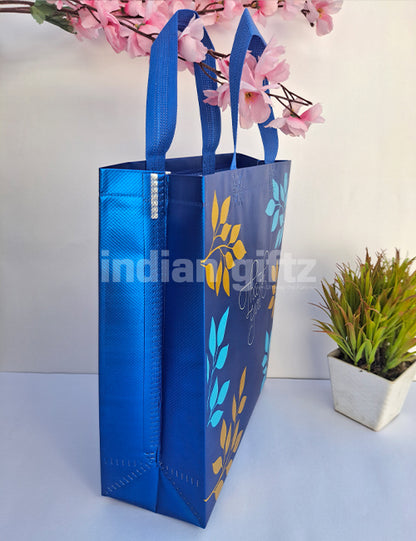 Royal Blue with Golden Patern Printed Non Woven Bag For|Wedding| Birthday | Housewarming| All Events  (13 × 10 inch)