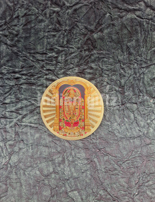 Round Gold Plated Self-Adhesive Tirupathi Balaji Sticker