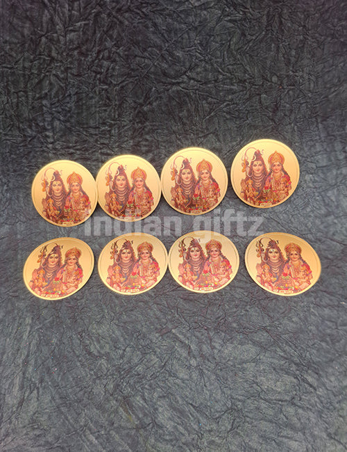Round Gold Plated Self-Shivan Parvathi Sticker
