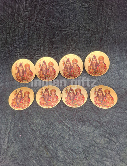 Round Gold Plated Self-Shivan Parvathi Sticker