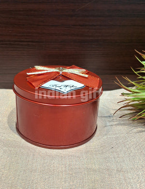 Red Round Empty Decorative Tin Box