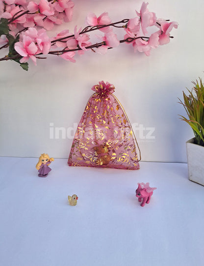 Flower Printed Potli Bags for Return Gift ,Wedding Party Favor Gift Bags Drawstring Pouches Pack Of 25 Bags (8 x 6 inch)