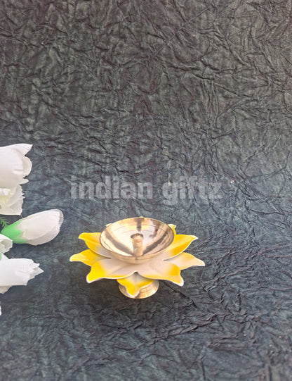 Lotus Flower Shape Brass Diya for Housewarming & Diwali Gift