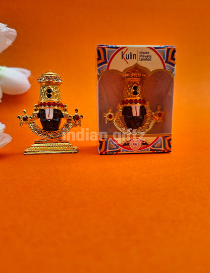 Lord Balaji Stone Gold Metal Car Statue