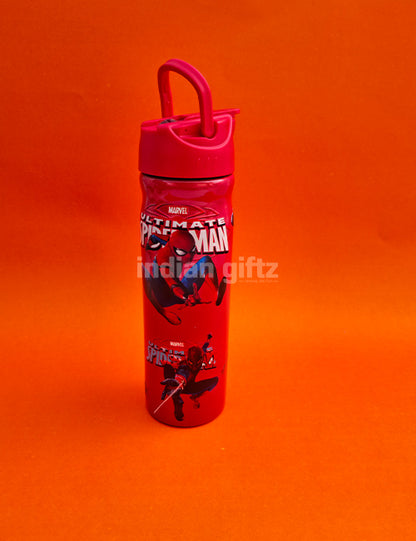 Spider-Man Insulated Stainless Steel Water Bottle – 500ml Double Wall Sipper with Straw – 500ml Hot & Cold Thermos with Straw.  Suitable for Kids &, housewarming & Return gift