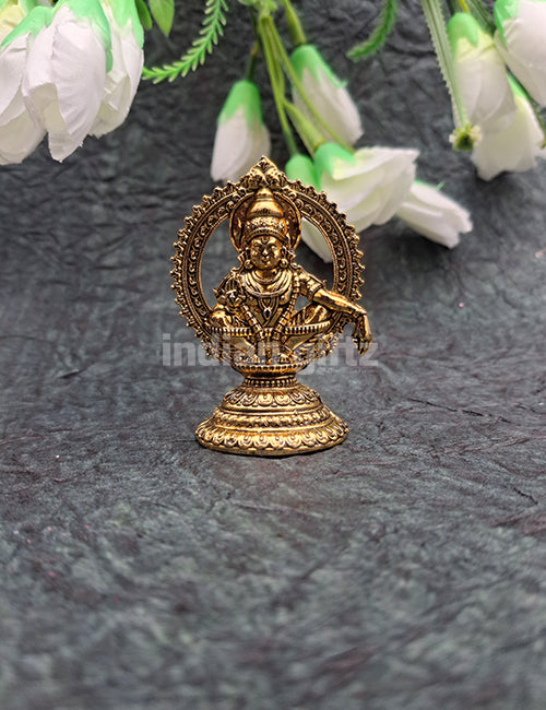 Lord Ayyappa Glod Platted Metal Car, Pooja Room & Decor Statue