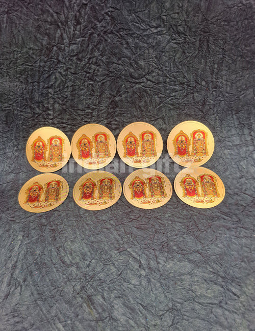Round Gold Plated Self-Adhesive Padmavathi Thayar & Tirupathi Balaji Sticker