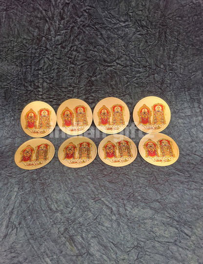 Round Gold Plated Self-Adhesive Padmavathi Thayar & Tirupathi Balaji Sticker