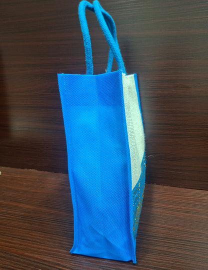 Zari Jute Bag (Blue)