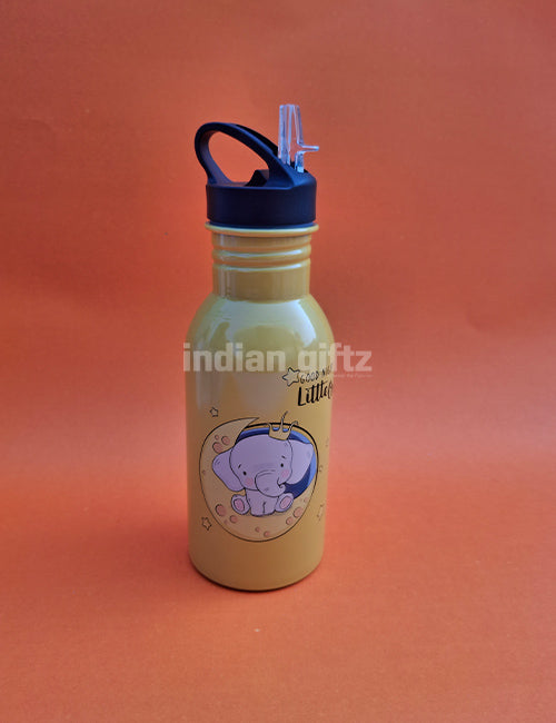 Good Night Prince Elephant Printed Aluminium Sipper Water Bottle.  Suitable for Kids