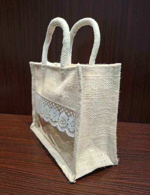 White Transparent Jute Bag