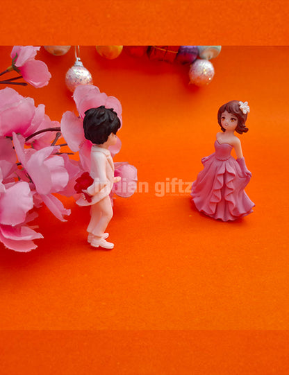 Bride and Groom Miniature Doll Set – Wedding Gift PVC Figurines suitable for Tabletop Decoration Gifting, Home Decor, Table, Car Dashboard Office Table