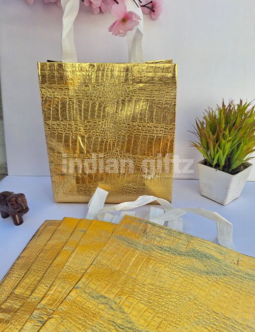 Golden Metallic  Non-Woven Gift Bag|Wedding| Birthday | Housewarming| All Events  (12 × 9 inch)