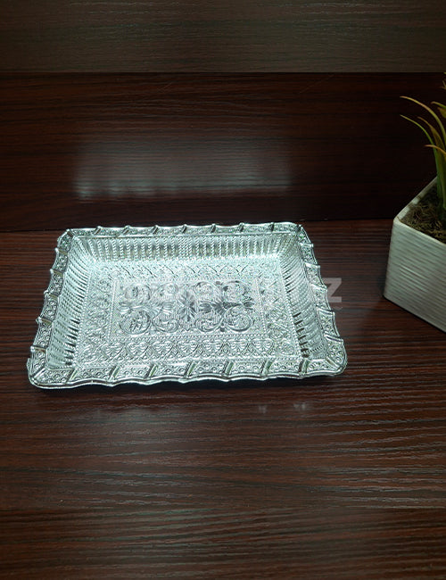 Silver Plastic Rectangle Tray