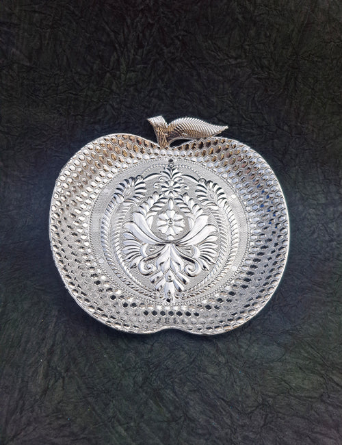 Silver Apple Shape Plastic Tray
