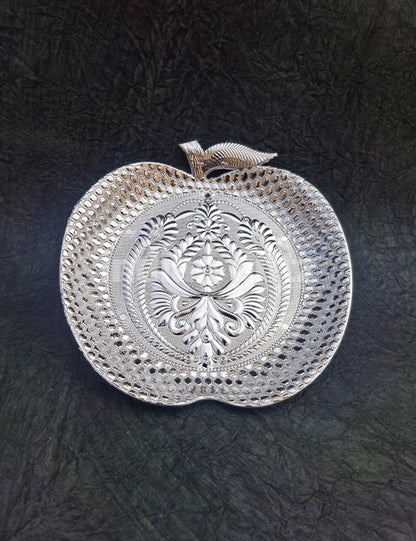 Silver Apple Shape Plastic Tray