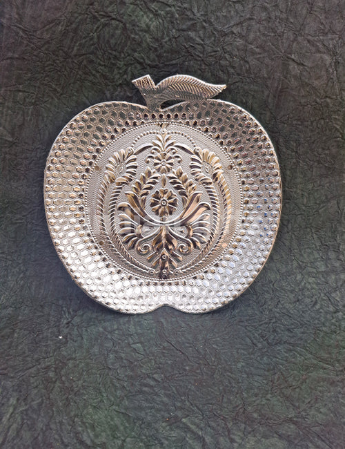 Silver Apple Shape Plastic Tray