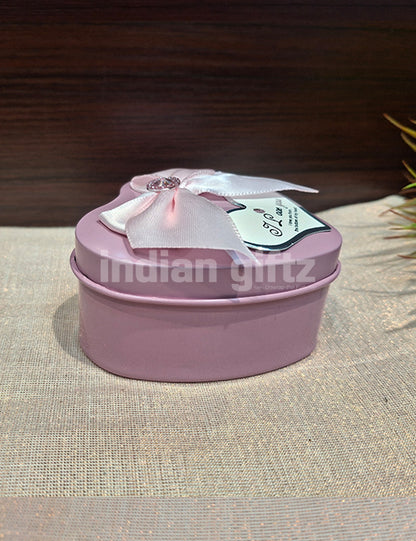 Baby Pink Heart-Shaped Metal Storage Container