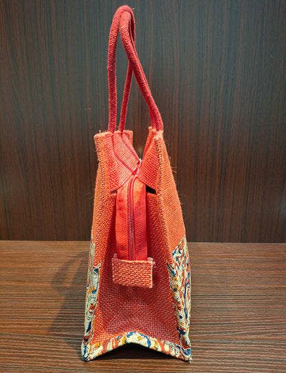Red Jute Kalamkari Bag