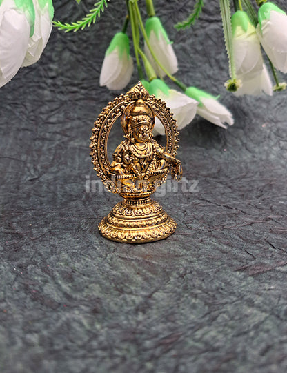 Lord Ayyappa Glod Platted Metal Car, Pooja Room & Decor Statue