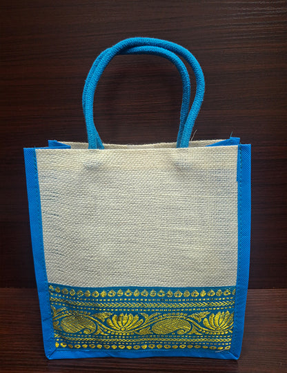 Zari Jute Bag (Blue)