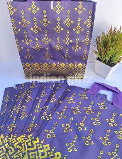 Purple With Golden Patern Printed Non Woven Bag For|Wedding| Birthday | Housewarming| All Events (13 × 10 inch)