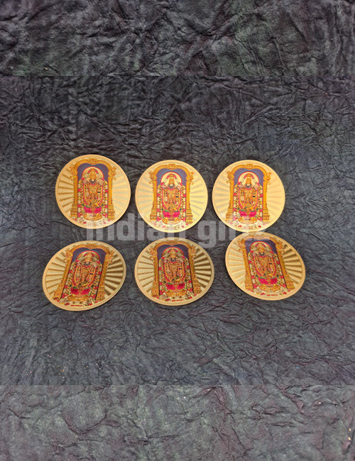Round Gold Plated Self-Adhesive Tirupathi Balaji Sticker