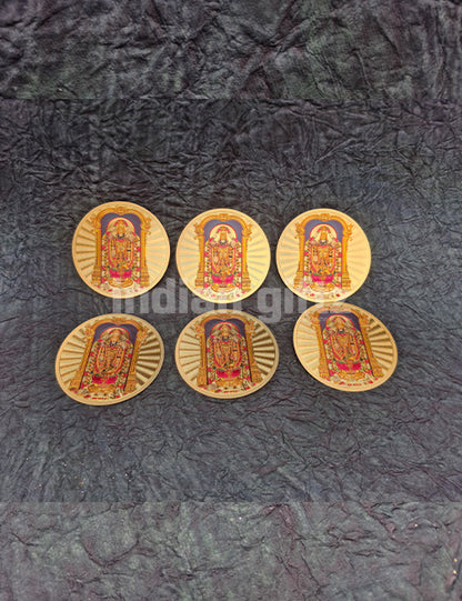 Round Gold Plated Self-Adhesive Tirupathi Balaji Sticker