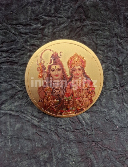 Round Gold Plated Self-Shivan Parvathi Sticker