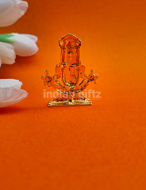 Lord Balaji Stone Gold Metal Car Statue