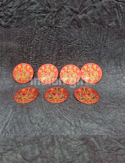 Round Gold Plated Self-Adhesive Saraswathi Lakshmi & Ganesha Sticker