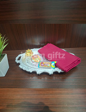 Silver Plastic Handle Tray Blouse Thambullam Set