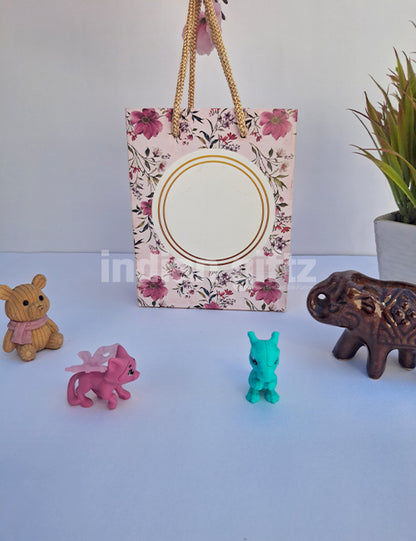 Pink Printed Thankyou Paper Gift Bags for Return Gifts | Weddings | Birthday (6 × 4 inch)