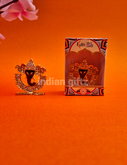 Gold Plated Stone Lord Ganesha Statue Suitable for Car Dashboard and Home Decor