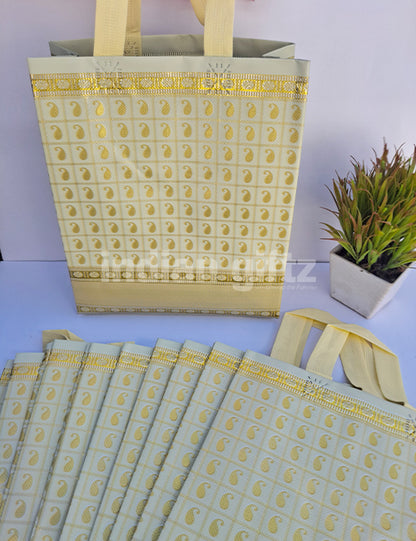 Royal Golden Printed Patern Non Woven Bag For|Wedding| Birthday | Housewarming| All Events  (13 × 10 inch)