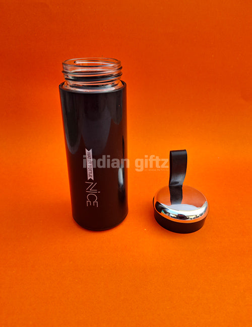 Nice Vacuum Insulated Glass Water Bottle 400ml with handle.  Perfectly suited for return gifts at birthdays, housewarming ceremonies, festive celebrations, and various special occasions