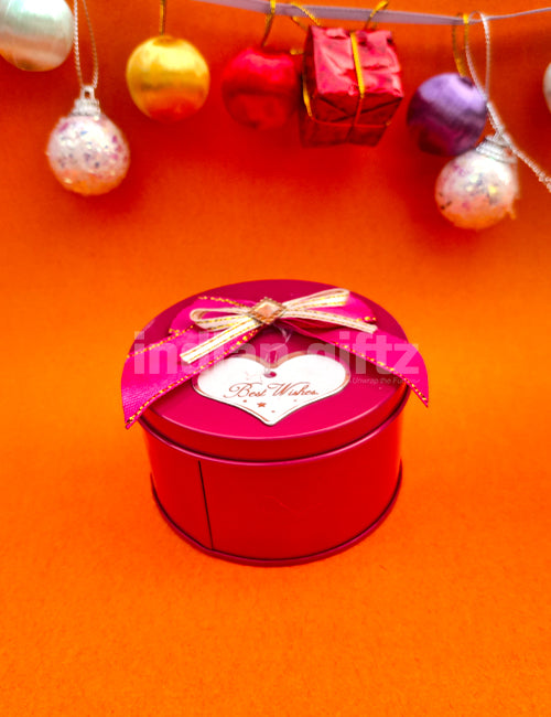 Red Round Empty Decorative Tin Box