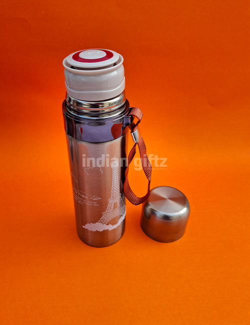 Eiffel Tower Kids Insulated Stainless Steel Flask – 500ml Hot & Cold Thermos with Straw.  Suitable for return Gift, housewarming & Return gift
