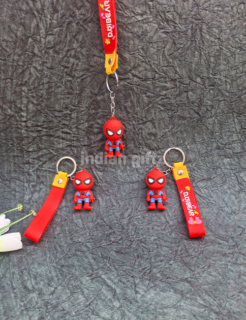 Spider-Man Themed Keychain with Loop and Metal Hook – Ideal for Kids , birthday Return Gift & Daily Use