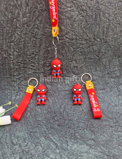Spider-Man Themed Keychain with Loop and Metal Hook – Ideal for Kids , birthday Return Gift & Daily Use