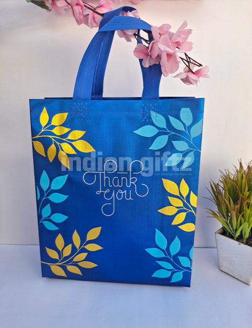 Royal Blue with Golden Patern Printed Non Woven Bag For|Wedding| Birthday | Housewarming| All Events  (13 × 10 inch)