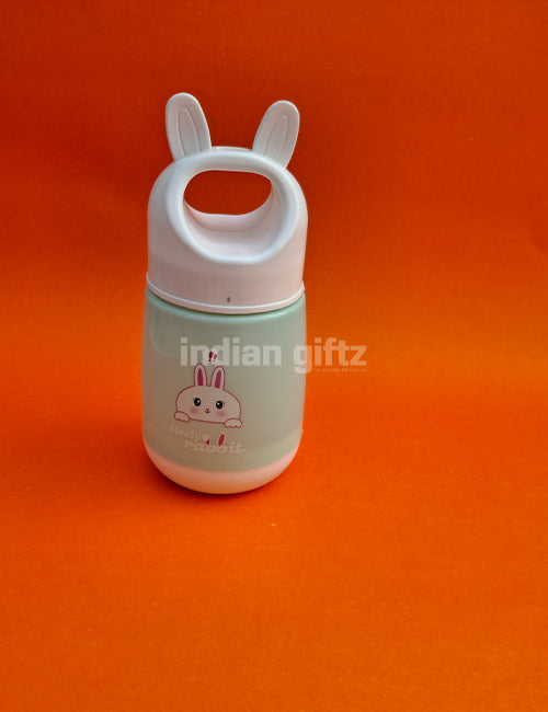 Kids Glass Water Bottle with Rabbit Design – 250ml Insulated Hot & Cold Sipper.  Suitable for Kids &, housewarming & Return gift