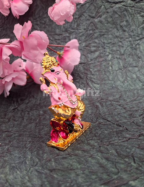 Metalic Loard Ganesha Car Statue