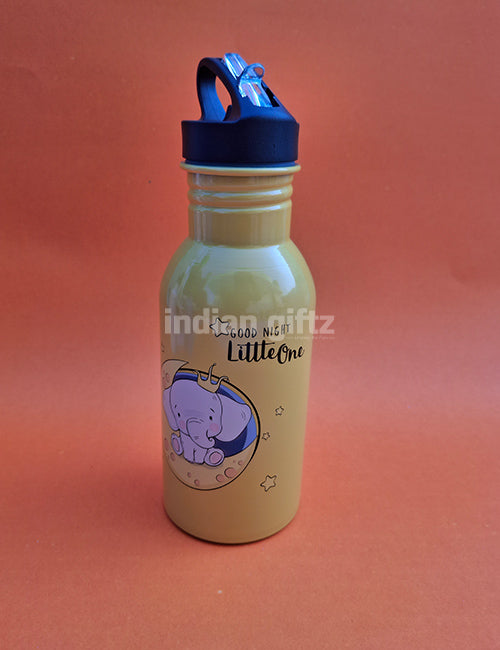 Good Night Prince Elephant Printed Aluminium Sipper Water Bottle.  Suitable for Kids